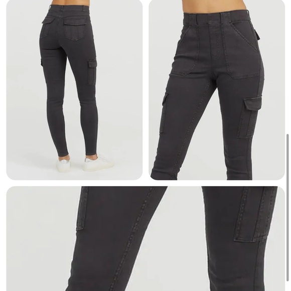 Spanx Stretch Twill Ankle Cargo Pant in Washed Black | Spanx Cargo Pant - Picture 2 of 13